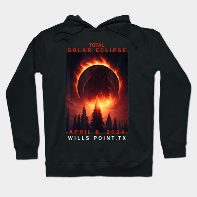 Wills Point Texas Total Solar Eclipse 2024 Hoodie by SanJKaka